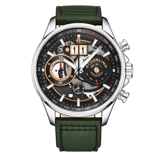 ectq2_0104_0 jpg - Relógio Masculino Stuhrling Aviador 4010.2 Quartzo 45mm com Cronógrafo, Verde