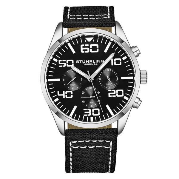 ectq2_1004_0 jpg - Relógio Masculino Stuhrling Aviador 4001 Quartzo 42mm com Cronográfo, Preto