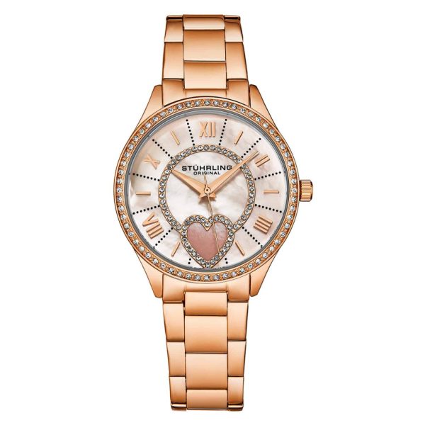 ectq2_9104_0 jpg - Relgio Stuhrling Saylor 38mm Madreprola 4019 Clssico, Mostrador Branco e Pulseira Rosa