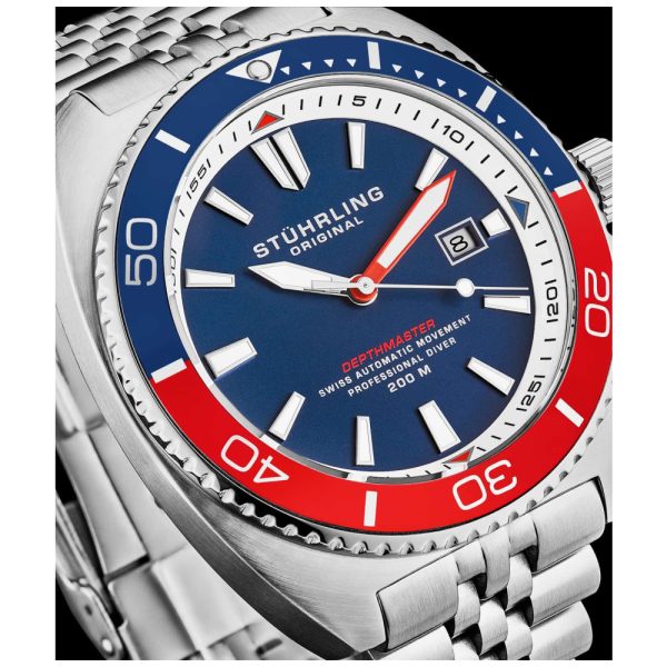 ectq30_8001_0 jpg - Relógio Automático Depthmaster 1008 45mm Suíço, Azul e Vermelho, Stuhrling