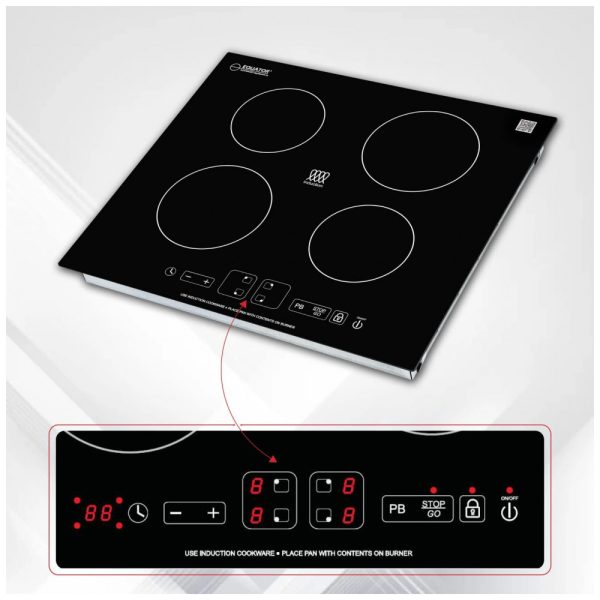 ectq35y5fzk90b_0 jpg - Cooktop Elétrico de Indução para Embutir 24 60 cm, com 4 Queimadores e 9 Níveis, 220V 7400W, Equator BIC 244, Preto