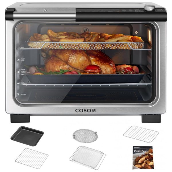 ectq3cjhxk4c0b_0 jpg - Forno Elétrico 26 Litros 11 em 1 de Cerâmica com Elementos de Aquecimento Selados para Fácil Limpeza e Função de Queimador, 110V 1500W, COSORI, Prata