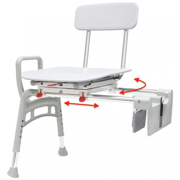 ectq3dcqkjm80b_0 jpg - Cadeira de Banho Móvel para Idoso com Assento Giratório e Deslizante, suporta até 160 kg, Branca, EAGLE HEALTH SUPPLIES, Branco