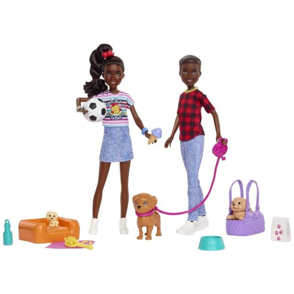 ectq3ftscln90b_0 jpg - Boneca Barbie Irmãos Gêmeos com 10 Acessórios e Pets de Estimação