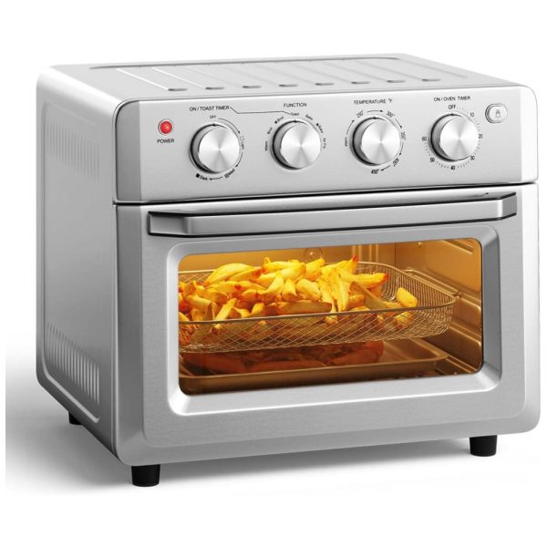 ectq3gzqncd90b_0 jpg - Forno Elétrico de Bancada 7 em 1, 18L com Função Air Fryer, Cozimento Uniforme de 360 , 5 Acessórios e Livro de Receitas, 110V 1550W, SIMOE, Prata