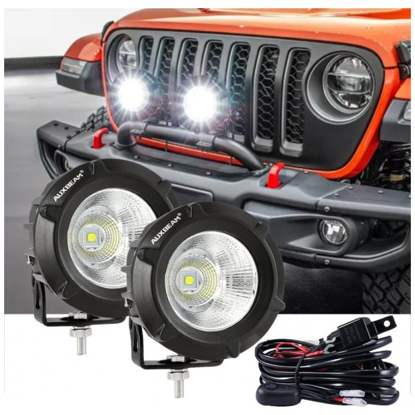 ectq3x1s89190b_0 jpg - Farol de Milha LED Off Road com 5000 Lúmens e Luz Branca a prova dÁgua IP68 12V 80V, 50W, 2Un, Auxbeam