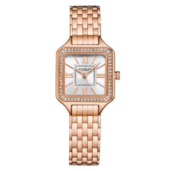 ectq3_0204_0 jpg - Relgio Stuhrling Confidant Square Crystal 27mm 4020 Classic, Mostrador Prateado e Pulseira Rosa