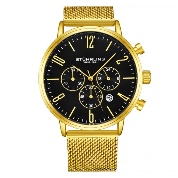 ectq3_2393_0 jpg - Relógio Masculino Stuhrling Monaco 3932 Quartzo 41mm, Dourado