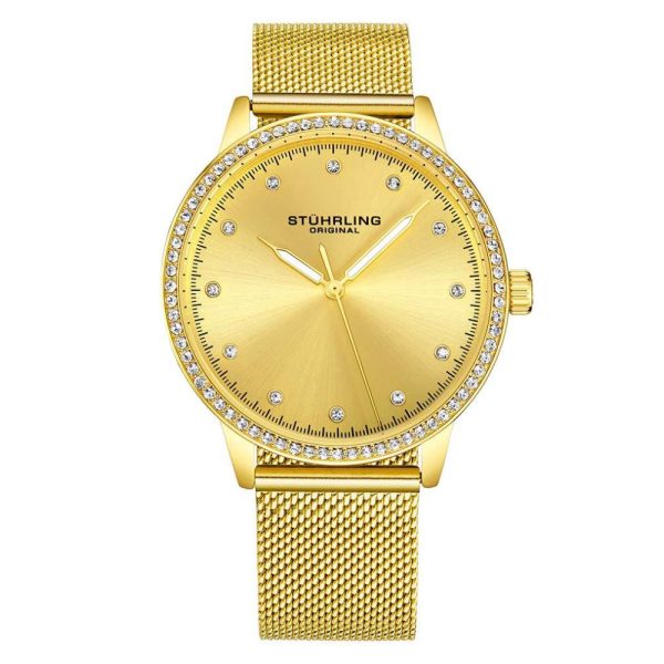 ectq3_4093_0 jpg - Relgio feminino Dorset 3904 38mm com mostrador dourado e pulseira de ao inoxidvel dourada da Stuhrling.