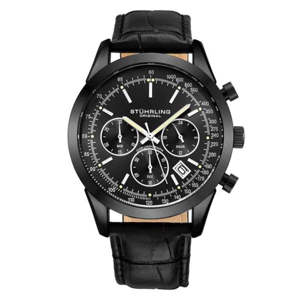 ectq3_l5793_0 jpg - Relgio Crongrafo Rialto 3975L 44mm Mostrador Preto com Pulseira de Couro Preto e Fivela Tang Stuhrling