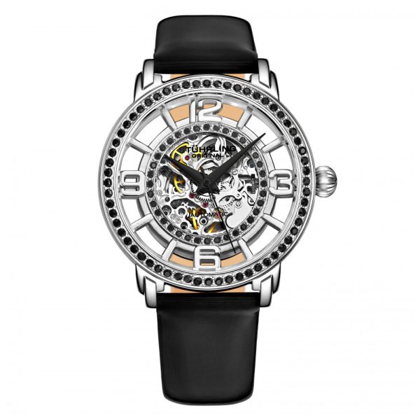 ectq40_777_0 jpg - Relgio Automtico Feminino Esqueleto com Caixa de Prata e Cristal Preenchido, Stuhrling.