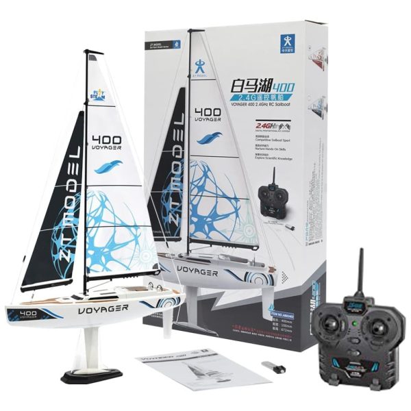 ectq4cmb8z780b_0 jpg - Veleiro de Controle Remoto para Adultos, Tamanho 67 cm com Controle de 2 Canais, PLAYSTEAM Voyager400, Branco