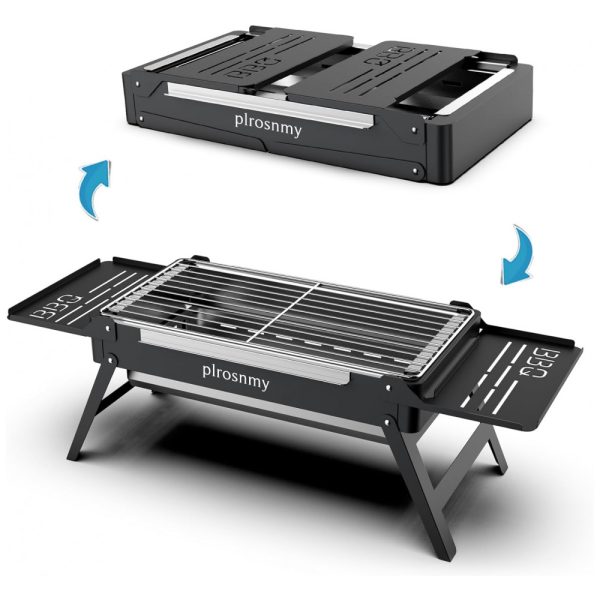 ectq4f6kspwb0b_0 jpg - Churrasqueira a Carvão Portátil Dobrável com Grelha de Aço Inoxidável para até 3 Pessoas, Plrosnmy, Preta