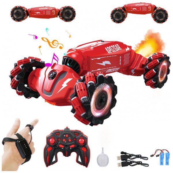 ectq4mc4lmzb0b_0 jpg - Carrinho de Controle Remoto e Sensor de Gestos com Rotação 360, Luzes, Música e Névoa em Spray, LOOZIX, Vermelho