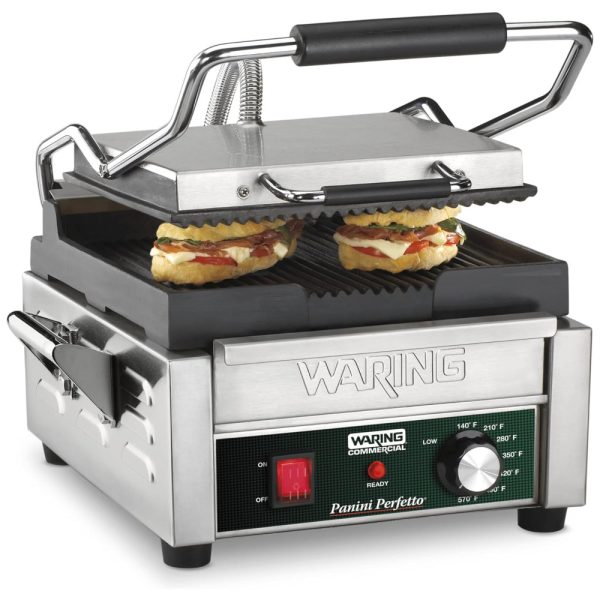 ectq4mxpik300b_0 jpg - Grill Elétrico em Aço Inoxidável com Bandeja Coletora Removível e Luz Indicadora, 110V 1800W, Waring WPG150, Prata