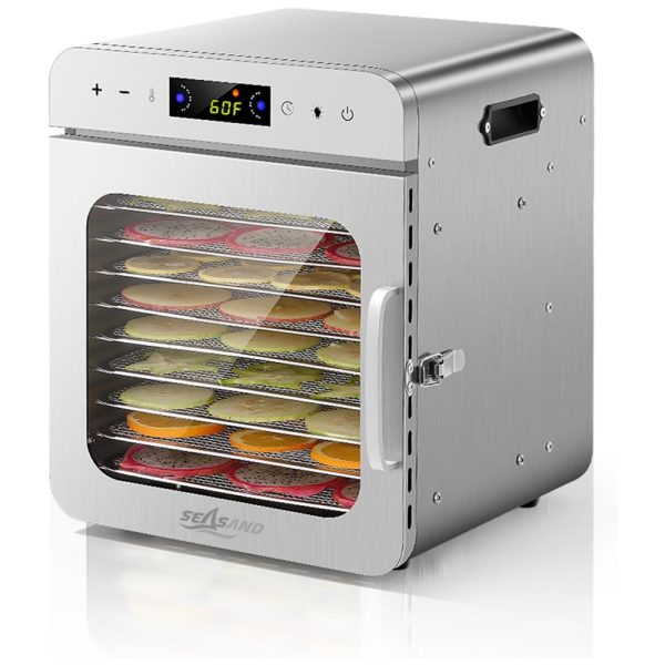 ectq4p5dgvqc0b_0 jpg - Desidratador de Alimentos com Desodorização de Ozônio O3, 10 Bandejas em Aço Inoxidável e Controle de Temperatura, 110V 400W, SEASAND, Prata