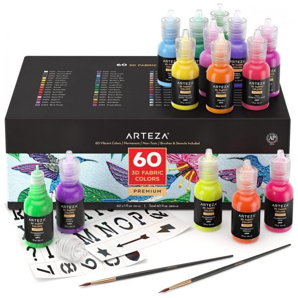 ectq4rkhl7b90b_0 jpg - Kit de Tinta Acrílica 3D Profissional Permanente com 60 Cores, ARTEZA