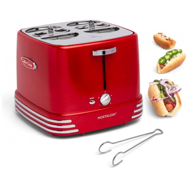 ectq4uoxu1h10b_0 jpg - Máquina de Hot Dog Pop Up, 4 Pães, 1200W, 110v, NOSTALGIA RHDT800RETRORED, Vermelho