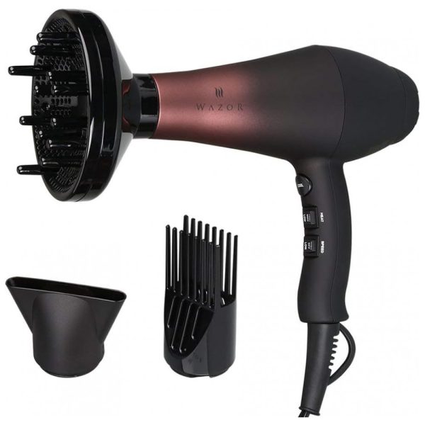 ectq4v7qtuh10b_0 jpg - Secador de Cabelo Profissional Iônico com Difusor, 1875W, WAZOR, Preto