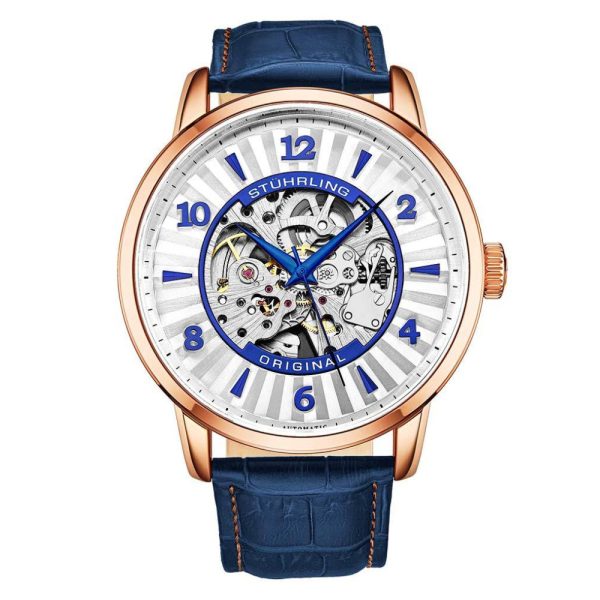 ectq4_3793_0 jpg - Relógio Masculino Stuhrling 3973 Automático 48mm, Ouro Rosa e Azul