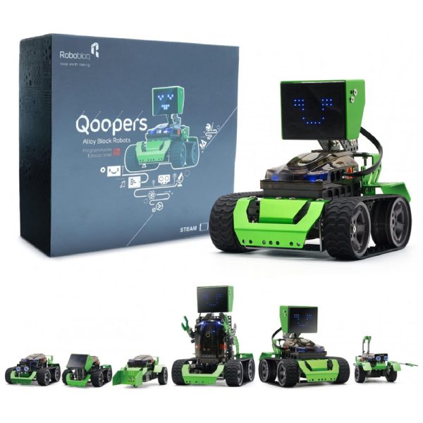 ectq53fjh4z70b_0 jpg - Kit de construção de Robô de Programação 6 em 1 com Controle Remoto 233 Peças, Robobloq Qoopers