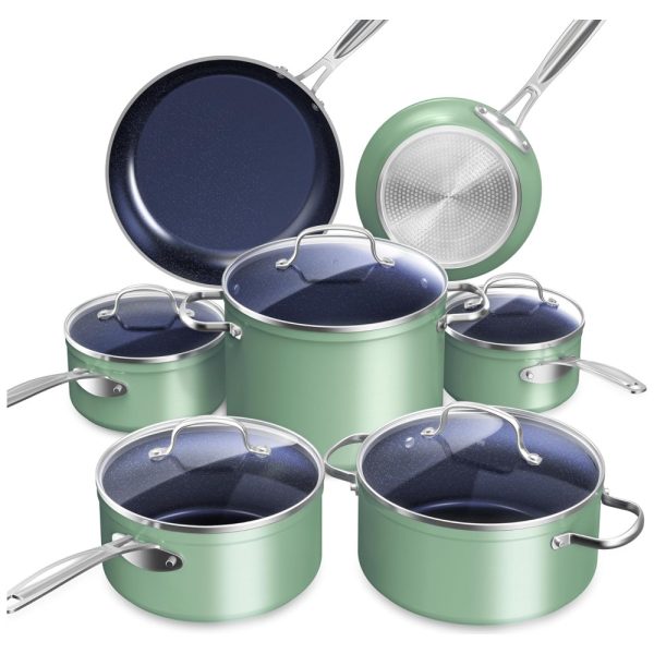 ectq58d1tk9c0b_0 jpg - Conjunto de Panelas Antiaderente em Cerâmica 12 Peças com Infusão de Diamante, sem PTFE e PFOA, Seguro para Forno, Tampas de Vidro Temperado e Alça que Permanece Fria, NuWave, Verde