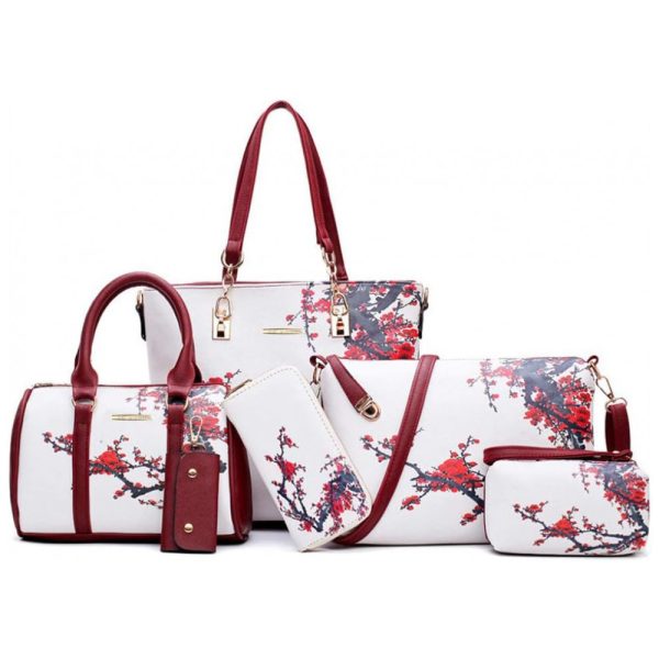 ectq5lfnjn880b_0 jpg - Conjunto de Bolsas Femininas 6 Peças com Carteira, 2E youth, Vermelha e Branca