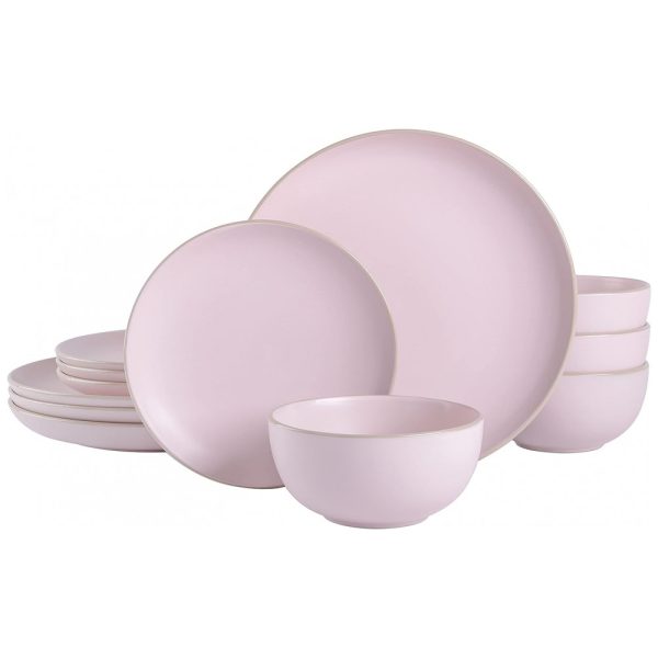 ectq5rkyx4890b_0 jpg - Aparelho de Jantar com 12 Peças em Cerâmica Serve 4 Pessoas, Gibson Home Rockaway, Rosa