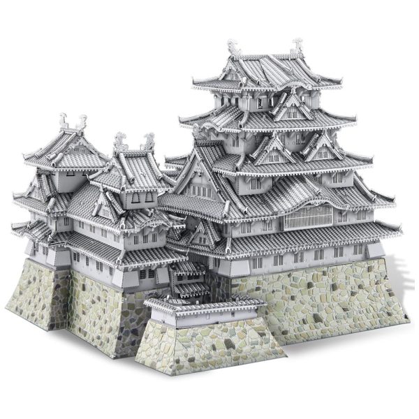 ectq5tm9t3wb0b_0 jpg - Quebra Cabeças 3D em Metal para Adultos, Tema Castelo de Himeji com 486 Peças, Piececool, Prata