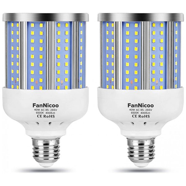 ectq5v8bqm180b_0 jpg - Lâmpada LED 280W 4000 Lumens 6500K Branca com Base E26, E27, 2 Unidades, FANNICOO, Branco