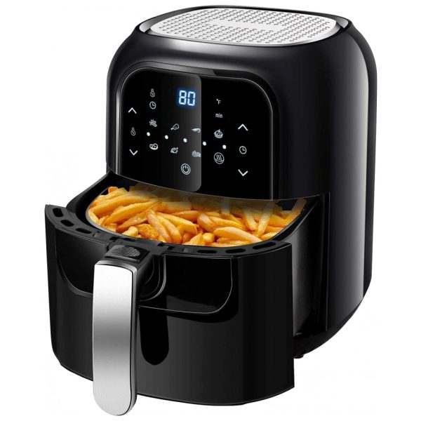 ectq5zkjg7490b_0 jpg - Fritadeira Elétrica AirFryer 5.5L de Capacidade e Painel de Controle Digital, 1400W, 110V, EUROSTAR EAF600B, Preto