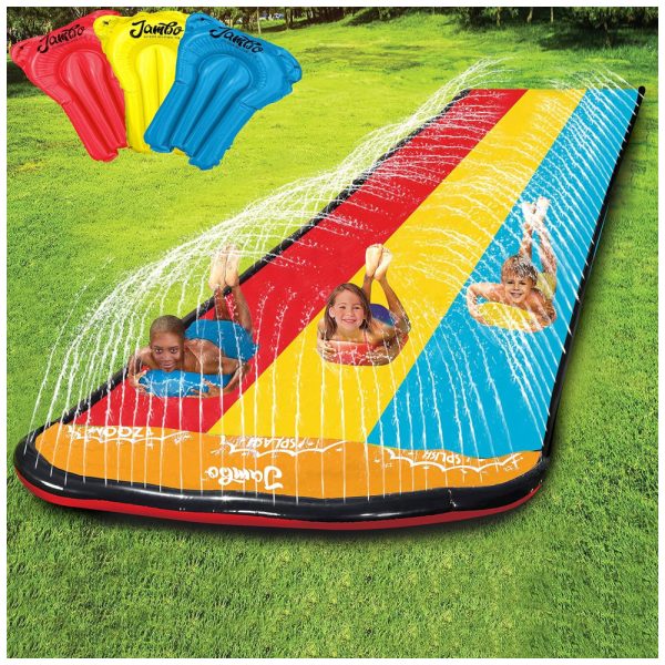 ectq61kwx2b90b_0 jpg - Parque Aquático Inflável 6 Metros com 3 Bodyboards e Sistema de Aspersão de Água de 3 Vias para Crianças, Jambo, Colorido