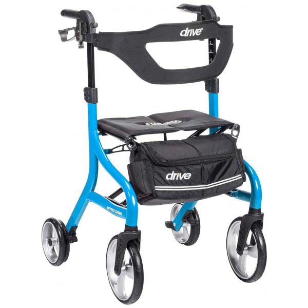 ectq654ptwzb0b_0 jpg - Andador para Idoso Dobrável até 160kg com Assento, Leve e Rodas Grandes, Drive Medical Alto, Azul