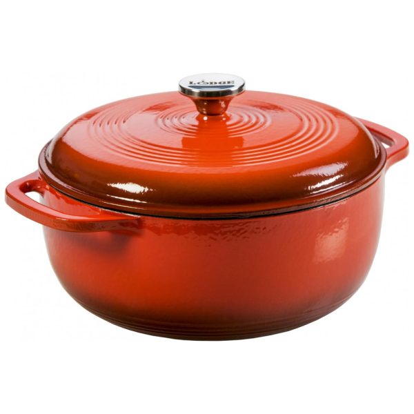 ectq69yodf310b_0 jpg - Panela de Ferro Fundido 6 Litros Forno Holandês Esmaltado e Antiaderente, LODGE EC6D68, Laranja escuro