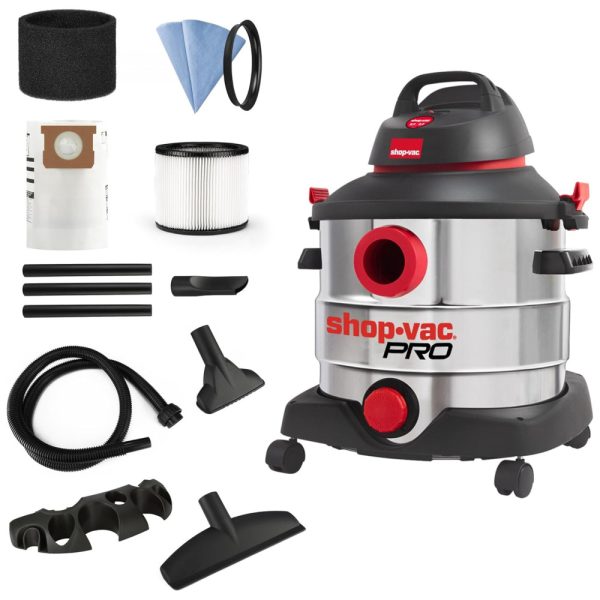 ectq6cf4m2890b_0 jpg - Aspirador de Pó Comercial 30 Litros para Uso Úmido e Seco, em Aço Inoxidável, 110V 1200W, Shop Vac Pro