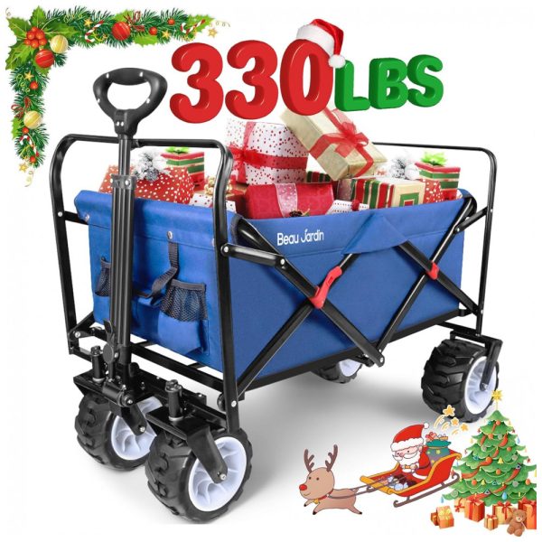 ectq6ks4w9s70b_0 jpg - Carrinho Dobrável para Camping e Jardim com Rodas para todos os Terrenos, Capacidade 136kg, BEAU JARDIN, Azul