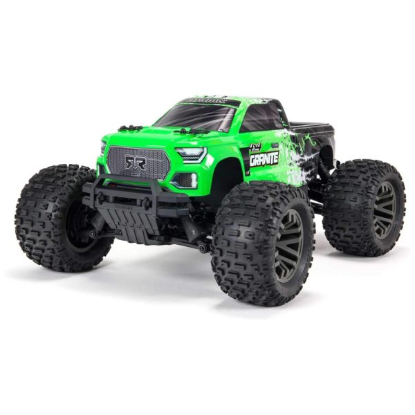 ectq6kt7tcf80b_0 jpg - Carrinho de Controle Remoto Off Road, Escala 1 10 com Transmissor, Receptor e Inclui Bateria e Carregador, ARRMA Granito 4X4, Verde