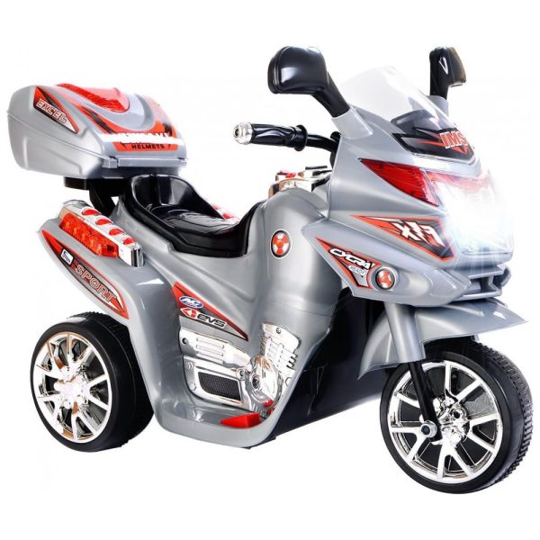 ectq6nl365d70b_0 jpg - Moto Elétrica Infantil Ride a Bateria 6V 3 Rodas com Sons e Luzes para Crianças a Partir de 3 Anos, COSTZON, Cinza