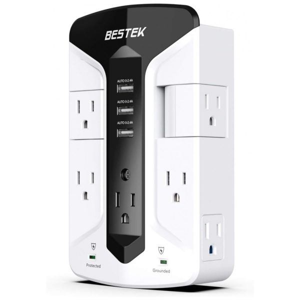 ectq6plvkqp70b_0 jpg - Protetor Contra Picos de Energia 900 Watts com 7 Portas CA Giratórias e 3 USB, 110v, BESTEK GG143, Branco