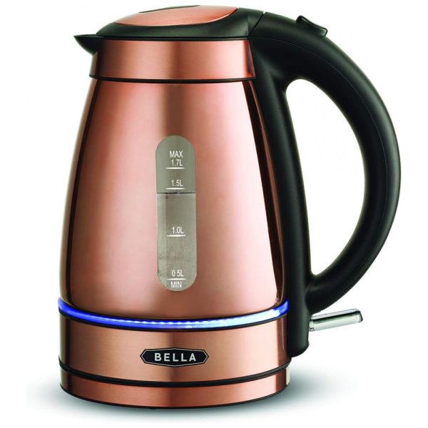 ectq6qb9qrh70b_0 jpg - Chaleira Elétrica, 1,7L, Aço Inoxidável, Cobre, 110v, BELLA 14753, Dourado escuro