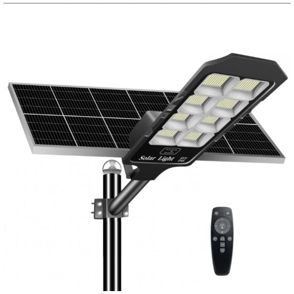 ectq6ry757d90b_0 jpg - Luminária Solar Externa 600W a Prova d IP66 com Controle Remoto, COORHEIX, Preto