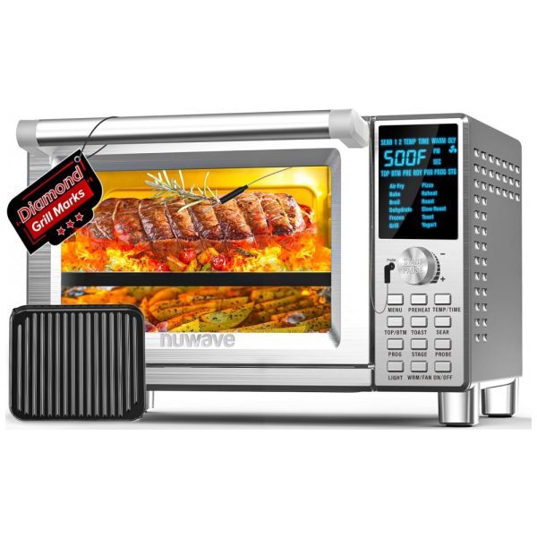 ectq6tpnbxi00b_0 jpg - Forno Elétrico de Bancada 30 Litros 12 em 1 com Termômetro Inteligente Integrado, 110V 1800W, Nuwave Bravo XL, Prata