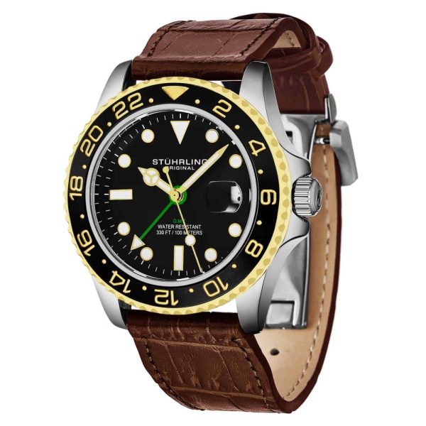 ectq6_rehtael8693_0 jpg - Relogio Meridian 3968L GMT 42mm, Mostrador Preto, Moldura e Pulseira em Couro Marrom, Fivela de Implantacao Stuhrling