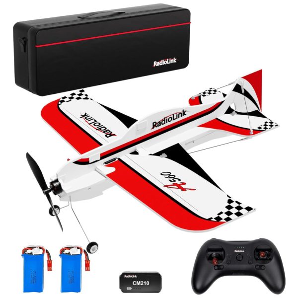 ectq7lggzng80b_0 jpg - Avião de Controle Remoto com Acessórios, 6 Modos de Voo, Motor sem Escova, Transmissor T8S e Telemetria de Tensão R8XM, Radiolink A560, Branco e Vermelho