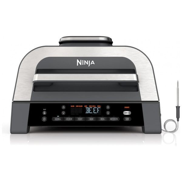 ectq7xwg5s3b0b_0 jpg - Grill Elétrico com Função AirFryer 6 em 1 e Controle Digital Inteligente, Ninja DG551, 110V 1760W, Prata