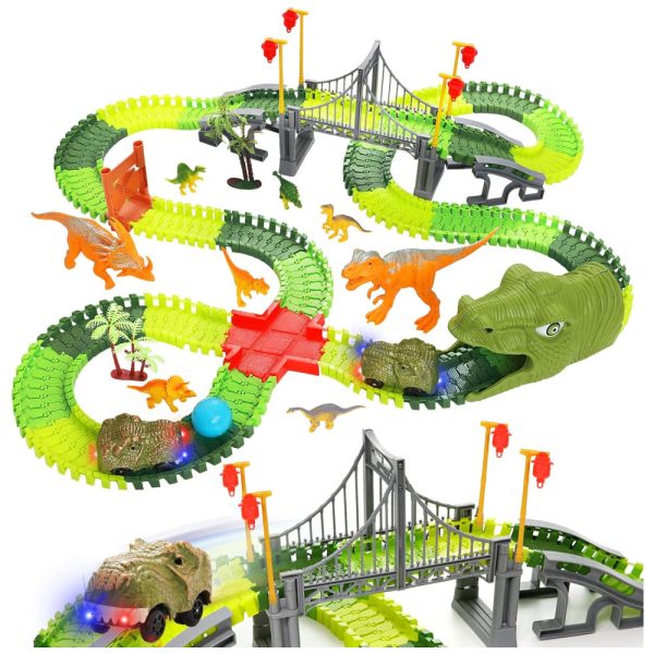 ectq85xvj4x80b_0 jpg - Pista de Corrida com 269 Peças, Tema de Dinossauro para Crianças de 3 a 8 Anos, BEMITON, Verde