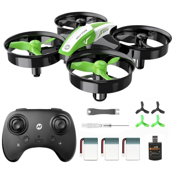 ectq88dl26p70b_0 jpg - Mini Drone para Crianças e Iniciantes com Pairar Automático, Giros 360 , Pouso Automático e 3 Baterias, Holy Stone HS210, Verde