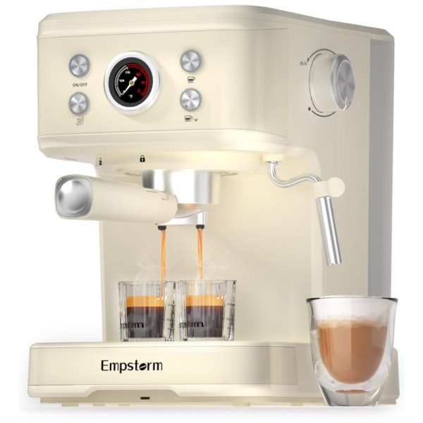 ectq8f2w8nsc0b_0 jpg - Máquina de Café Expresso Profissional 20 Bar com Bocal de Leite e Bandeja Coletora Removível, 110V 1000W, Empstorm, Bege