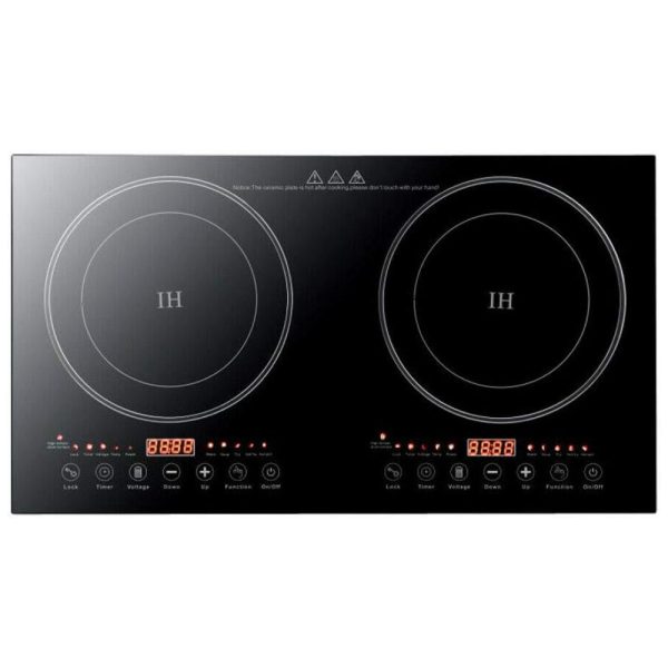 ectq8ghpkyj80b_0 jpg - Cooktop Elétrico de Indução, Portátil ou para Embutir, com 2 Queimadores, 1200W, 110V LOYALHEARTDY, Preto