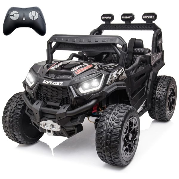 ectq8ght899c0b_0 jpg - Carro Elétrico Infantil, Jeep 4X4 com Controle Remoto, Cinto de Segurança Ajustável, Luzes LED Brilhantes e Portas Duplas com Trava, 24V, Sopbost, Preto